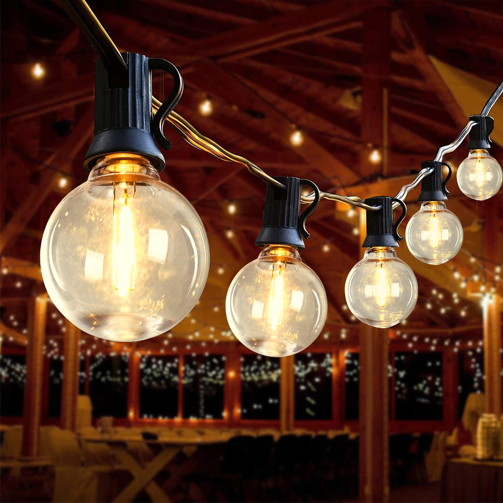 98ft LED Outdoor String Lights, G40 Globe Bulbs 50+1 Spare Bulbs, E12 Socket Waterproof Patio String Lights with Hooks for Backyard Garden Pergola Decor