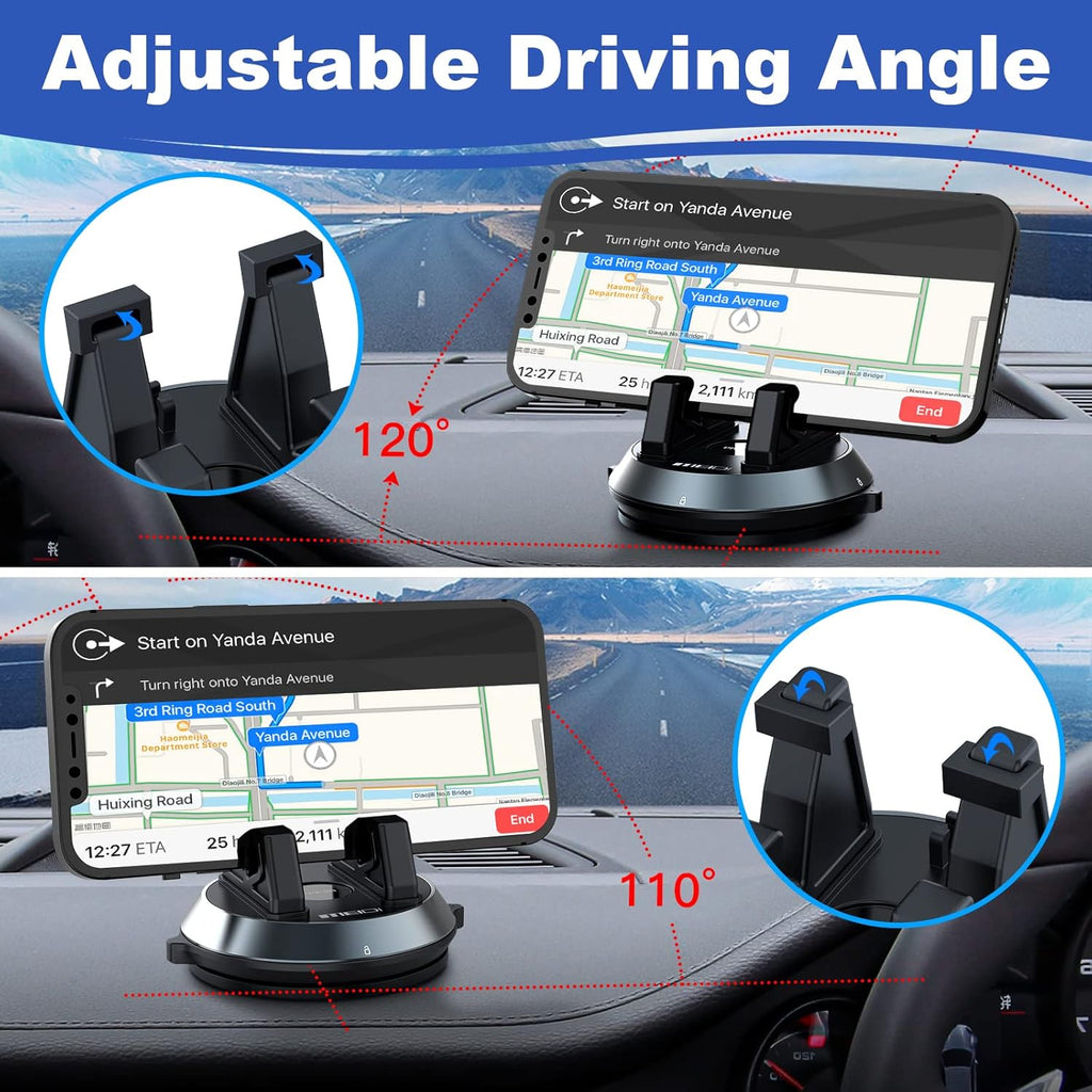 360° Rotating Car Phone Holder For Dashboard, Washable & Reusable Silicone Mount, Anti-Slip Cell Phone Stand For Car & Desk, Universal Compatible With IPhone Samsung Android Phones