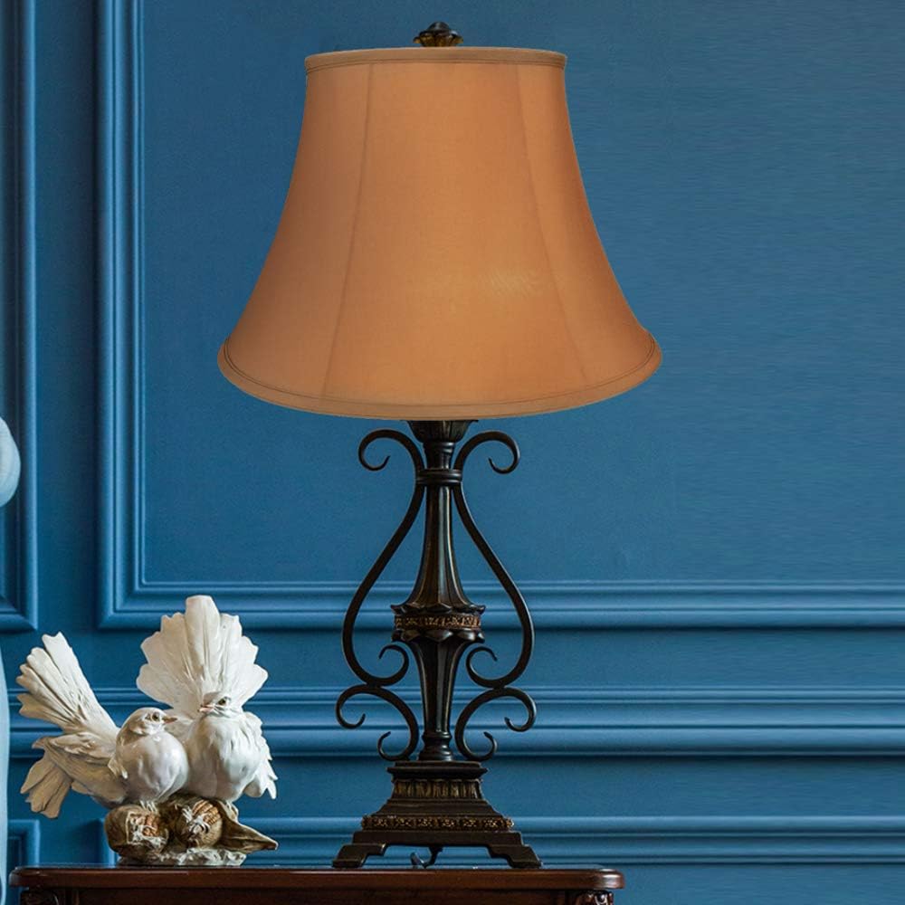 ALUCSET Royal Style Linen Bell Lamp Shade Light Brown 8 x 14 x 9 in