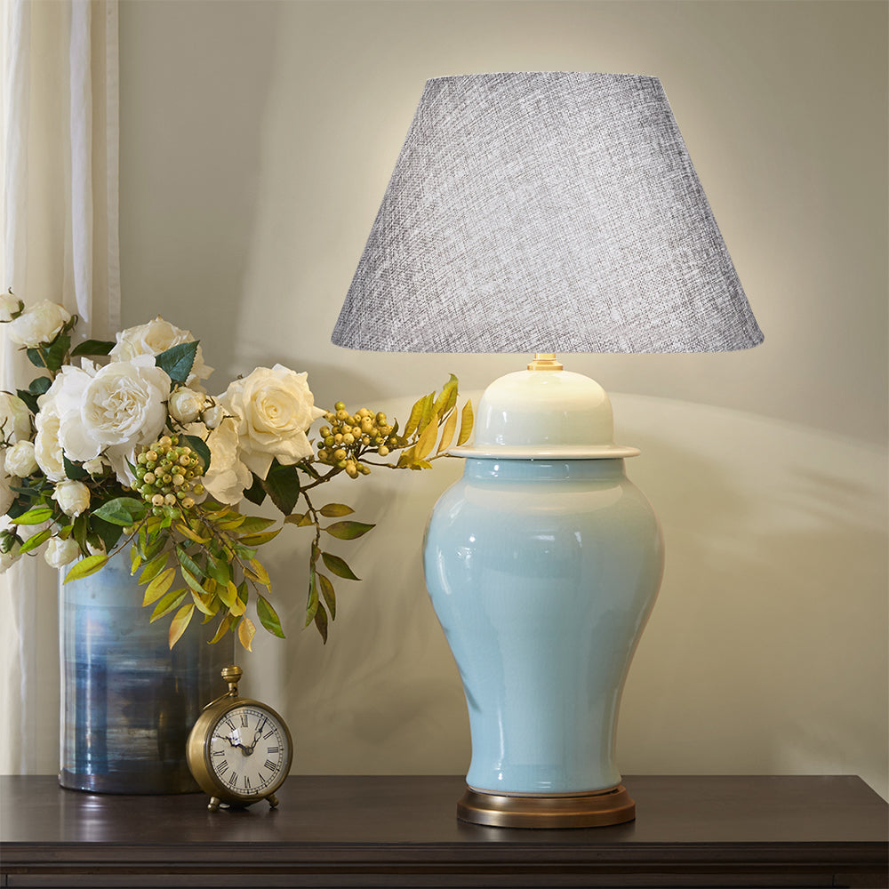 Gray Linen Bell Lamp Shade 7"×13"×8", Spider Fitter Fabric Replacement for Table & Floor Lamps