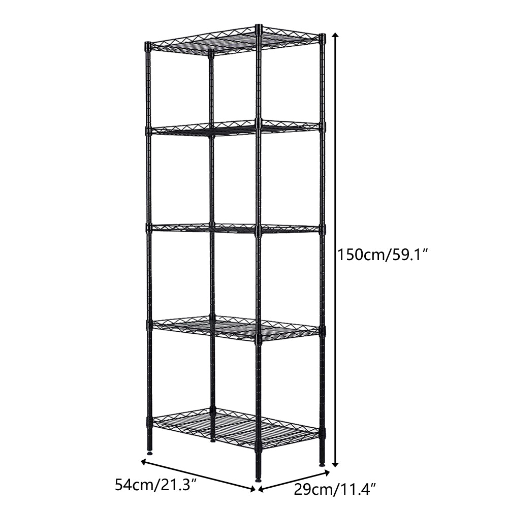 AEELLEEA-Changeable Assembly Floor Standing Carbon Steel Storage Rack, Black