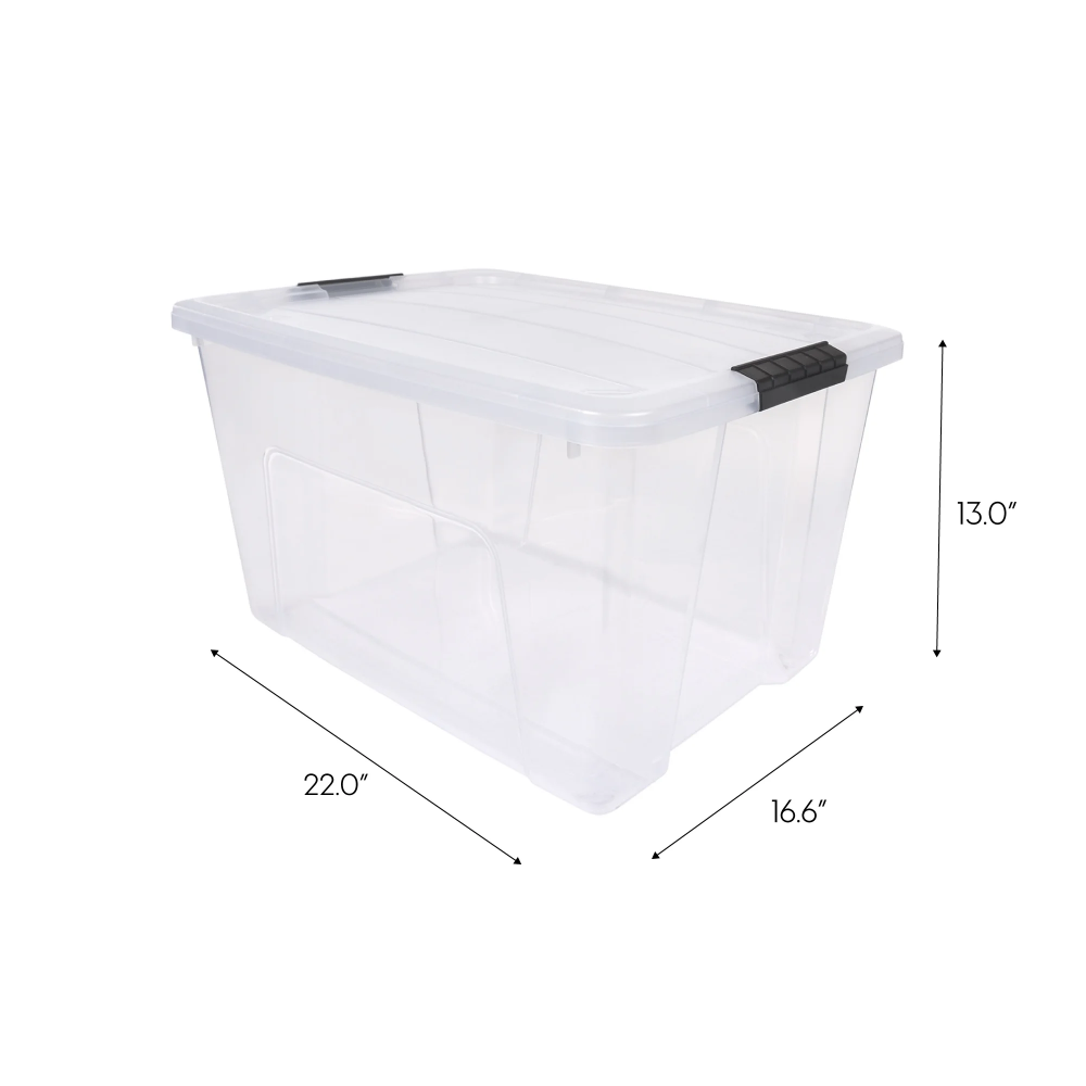 AEELLEEA 60 Qt Clear Plastic Storage Bins with Latching Lids, Stackable Storage Containers, 4 Pack for Home Garage Basement