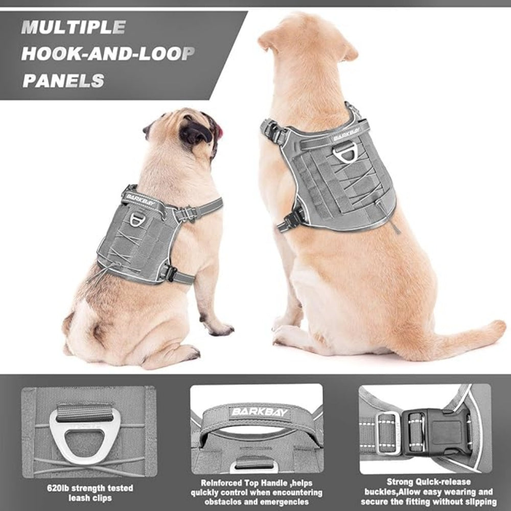  Tactical Dog Harness, Adjustable No Pull Dog Vest with MOLLE Hook and Loop Panels, Quick Release Buckles & Top Handle for Training Walking Outdoor