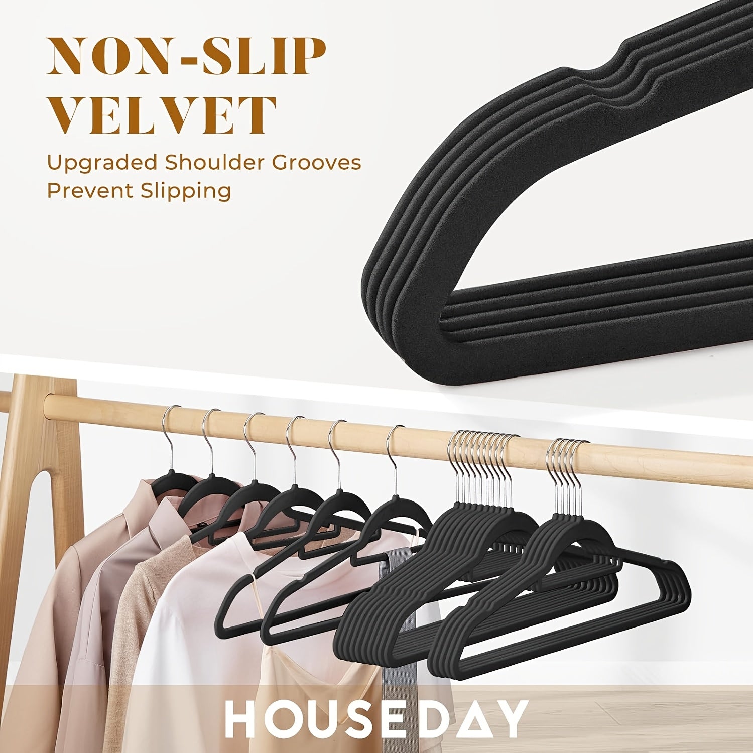 Only Hangers "Petite Size Black Velvet Suit Hangers - 20 Pack
