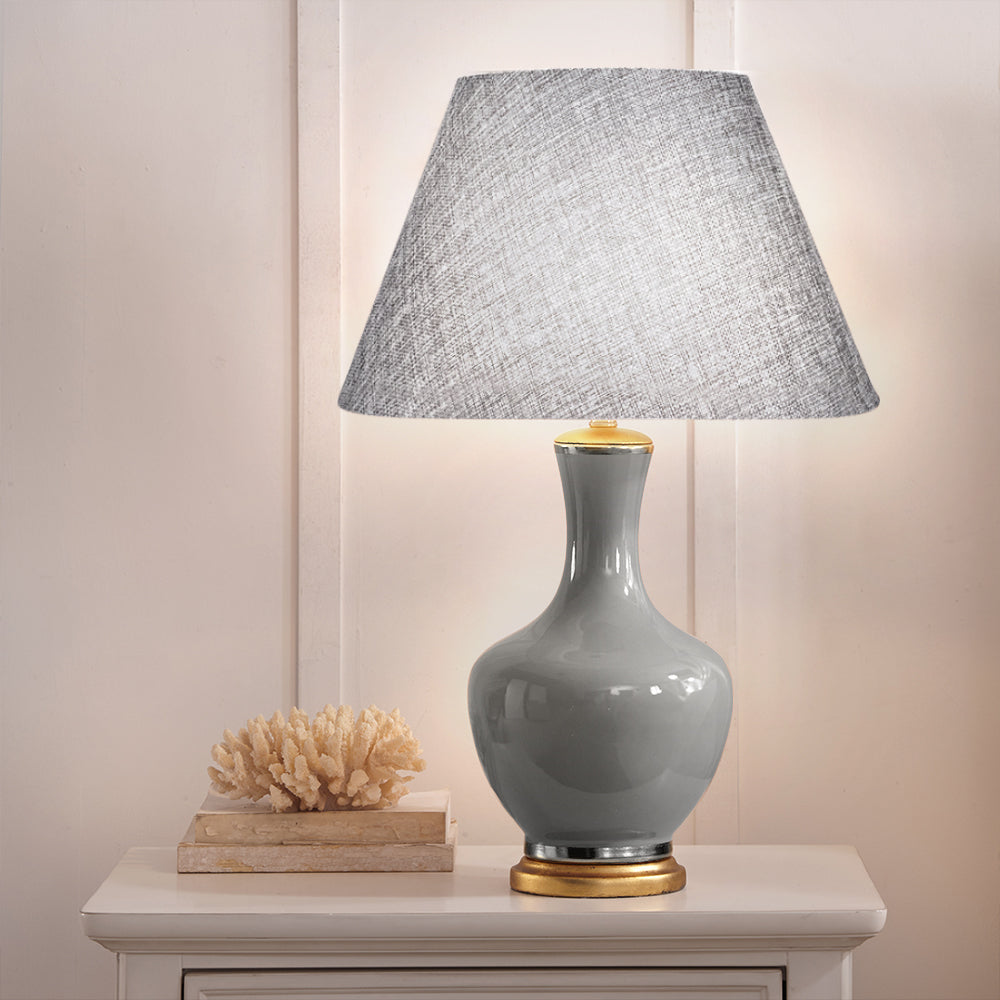 Gray Linen Bell Lamp Shade 7"×13"×8", Spider Fitter Fabric Replacement for Table & Floor Lamps