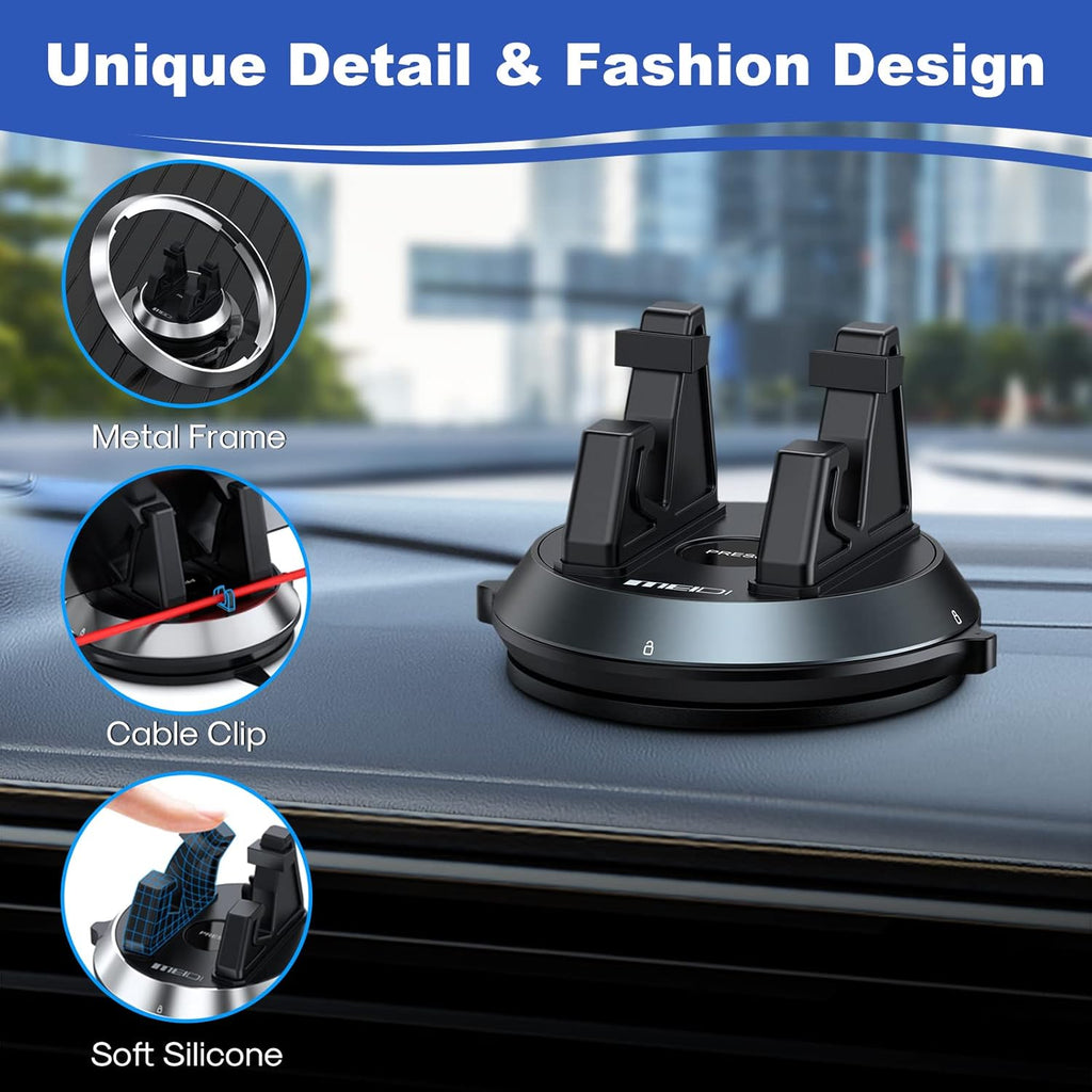 360° Rotating Car Phone Holder For Dashboard, Washable & Reusable Silicone Mount, Anti-Slip Cell Phone Stand For Car & Desk, Universal Compatible With IPhone Samsung Android Phones