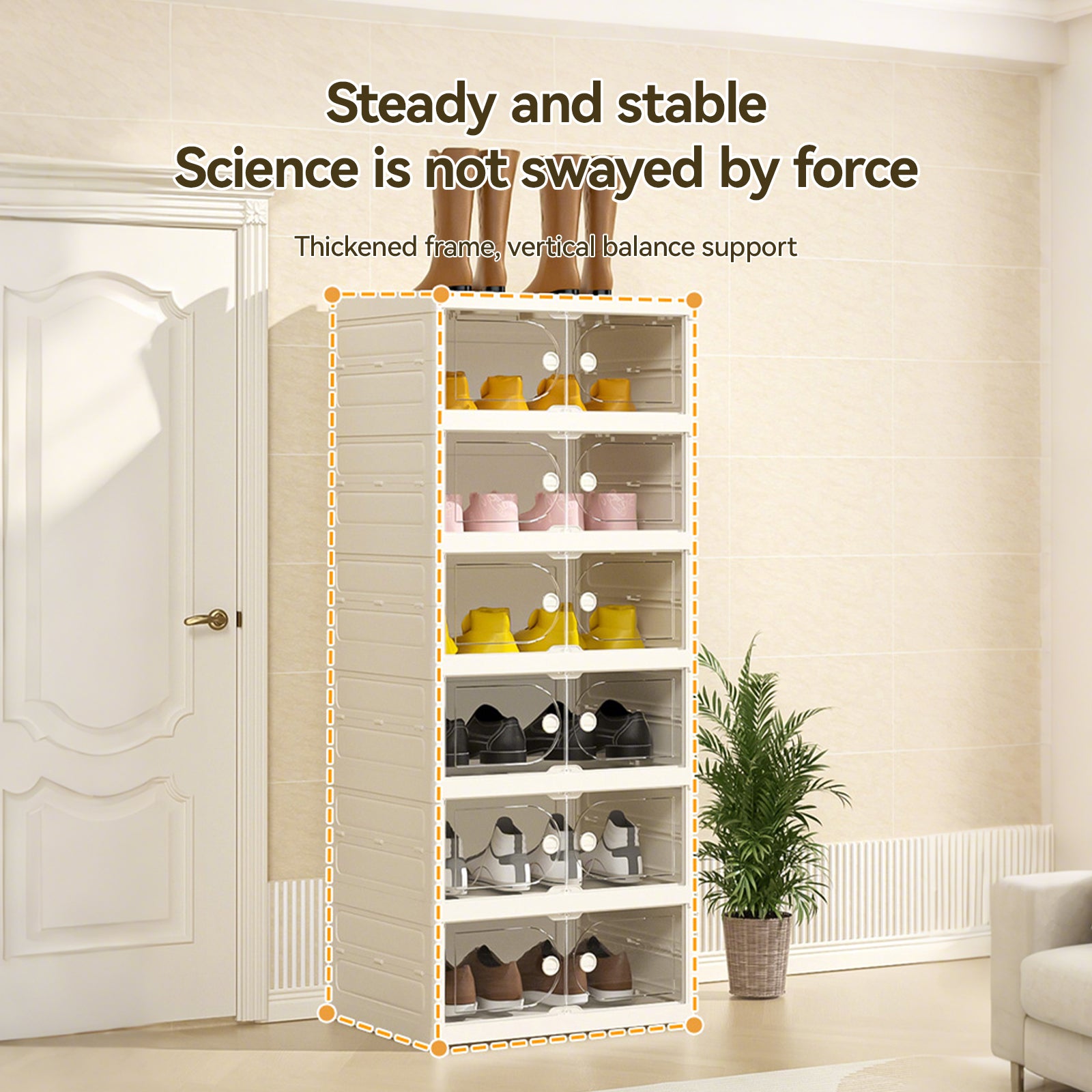 Stackable Shoe Rack and Organizer Shelf– Portable, Collapsible, Free-Standing Storage for Shoes, Sneakers, Shoe Boxes, Closet, Garage, Entryway