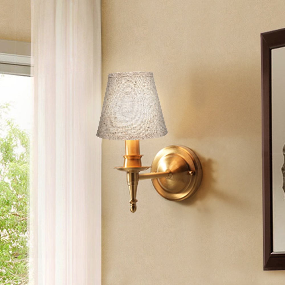Beige Linen Clip-On Lamp Shades 4"×7"×6", Fabric Replacement Shades for Wall Sconces & Chandeliers