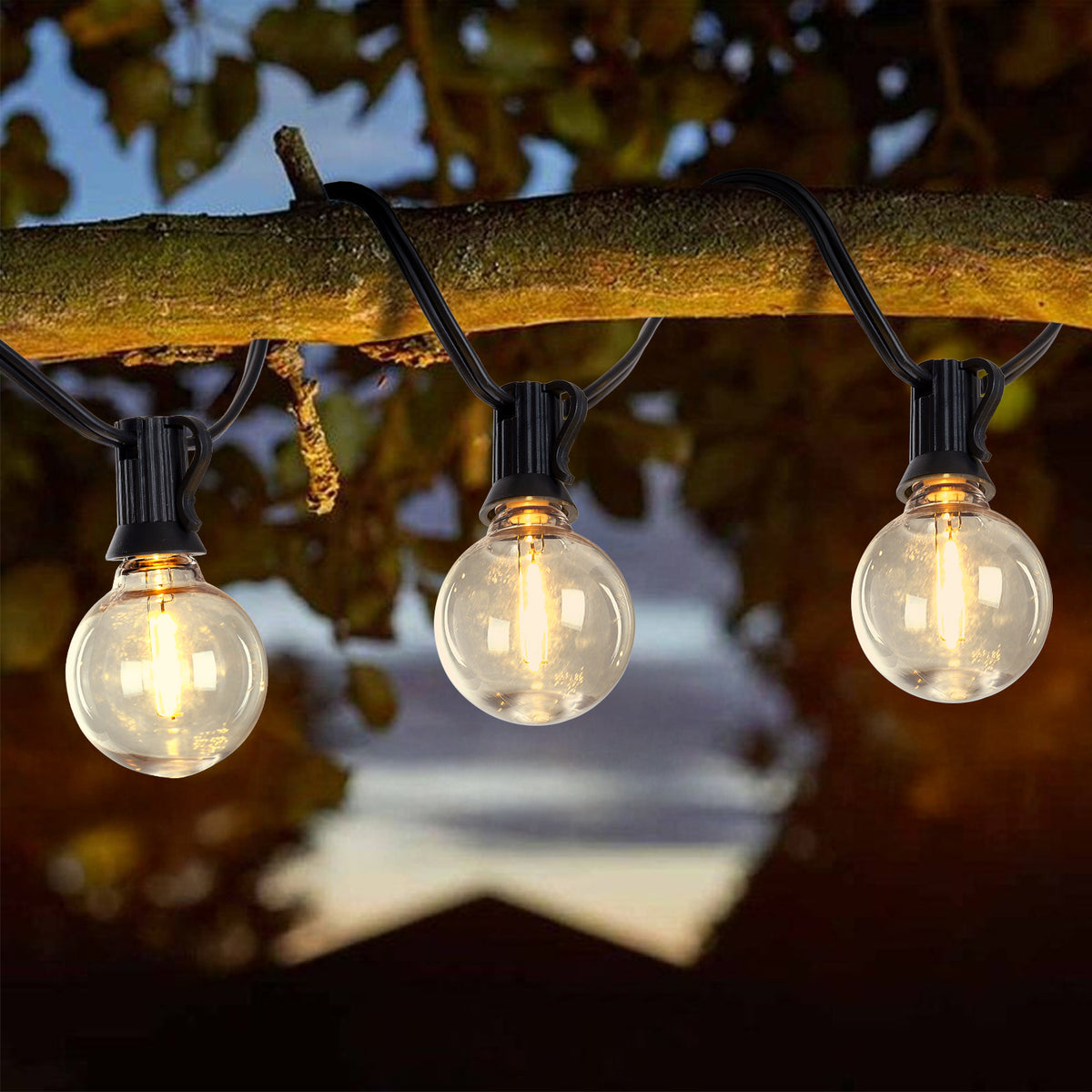 98ft LED Outdoor String Lights, G40 Globe Bulbs 50+1 Spare Bulbs, E12 Socket Waterproof Patio String Lights with Hooks for Backyard Garden Pergola Decor