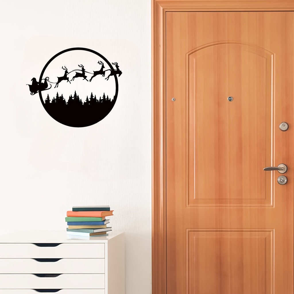 AEELLEEA-Reversible Double Sided Iron Wall Sign, Halloween & Christmas Dual Theme Hanging Decor, Weather Resistant Metal Holiday Wall Art