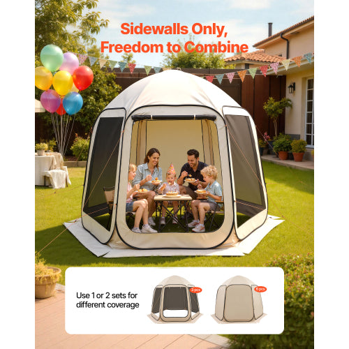 Pop Up Tent Sidewalls 3 Pack, Screen House Side Wall Panels 5.51 x 4.59 ft for 10 x 9.2 ft Canopy, Outdoor Shade Privacy Wind