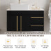 Bathroom Vanity with Mirror Cabinet, Black and White Modern Vanity with Gold Handles, Ceramic Sink Cabinet with Soft Close Drawers