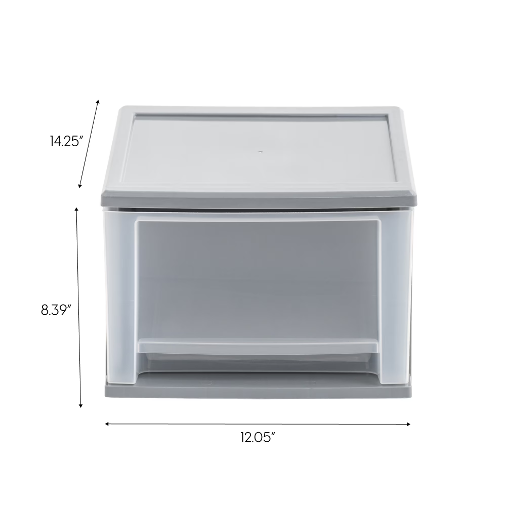 AEELLEEA 17 Qt Medium Plastic Drawer Storage Bins 3 Pack, Stackable Modular Under Bed Storage Organizer for Bedroom Bathroom