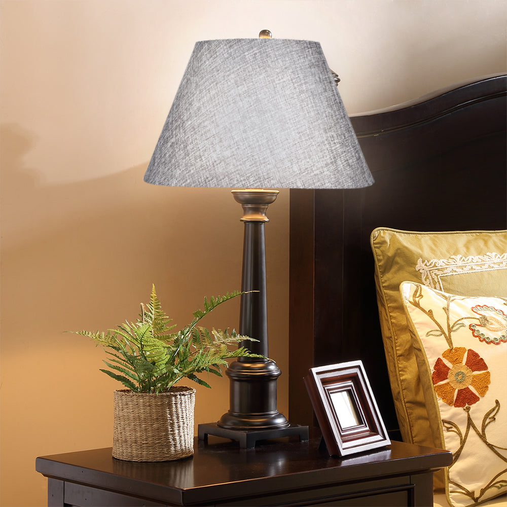 Gray Linen Bell Lamp Shade 7"×13"×8", Spider Fitter Fabric Replacement for Table & Floor Lamps
