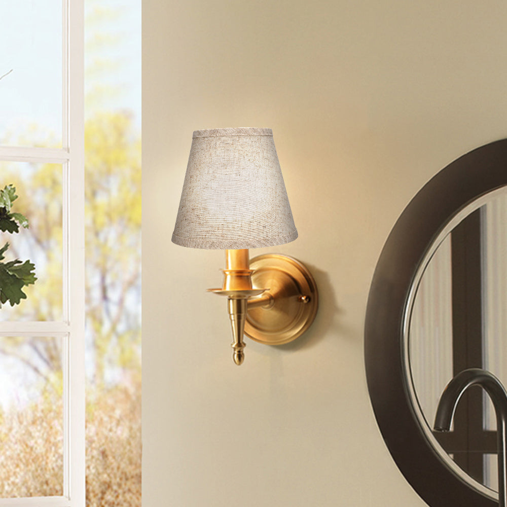Beige Linen Clip-On Lamp Shades 4"×7"×6", Fabric Replacement Shades for Wall Sconces & Chandeliers
