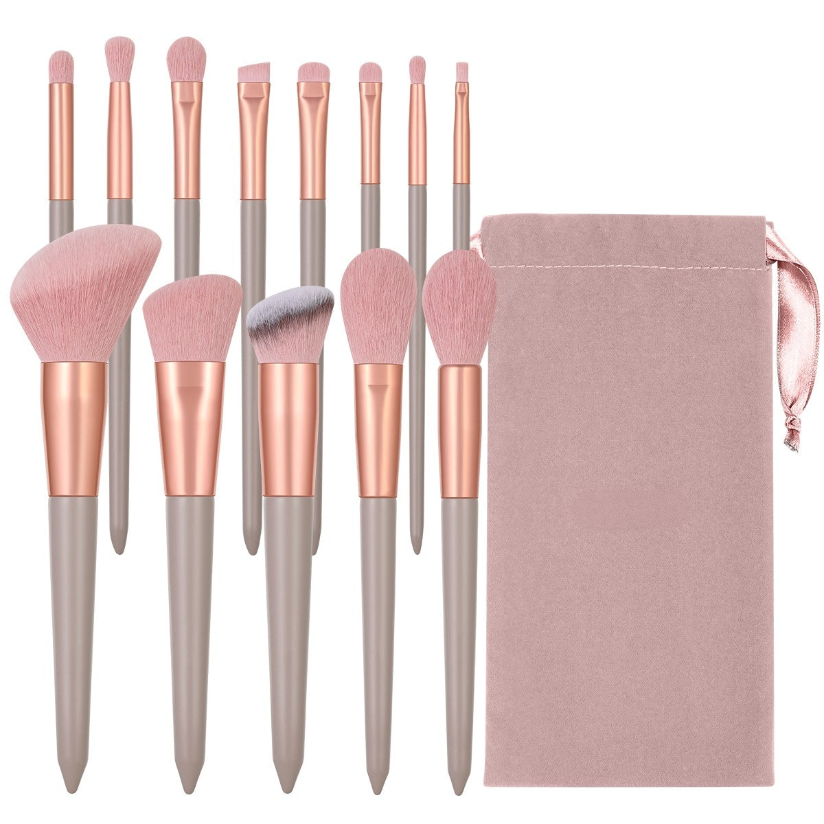 13 Piece Makeup Brush Set, Soft Synthetic Bristles, Professional Face & Eye Makeup Brushes with Velvet Storage Pouch