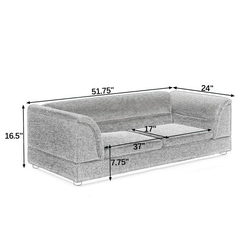 AEELLEEA Jumbo Dog Sofa Bed, Dark Gray Upholstered Pet Couch with Bolster Sides for Large Dogs