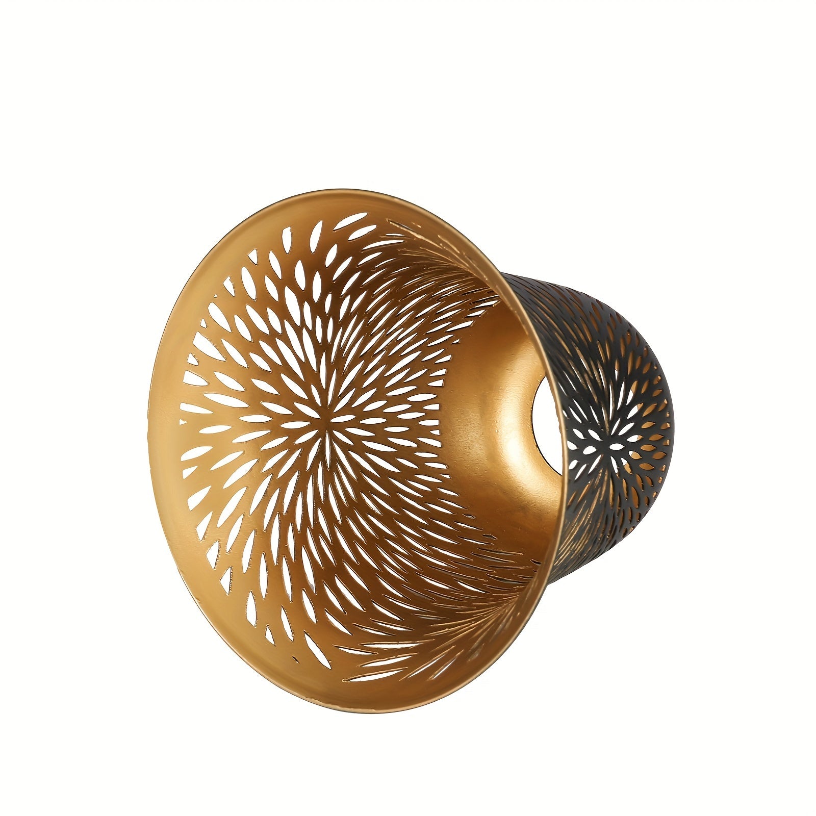 4 Pack Etched Chrysanthemum Metal Pendant Light Shades, 1-5/8" Fitter, Outer Black & Inner Gold Finish, for Ceiling Fan Light Cover Replacement, 5.12" H, 6" Dia