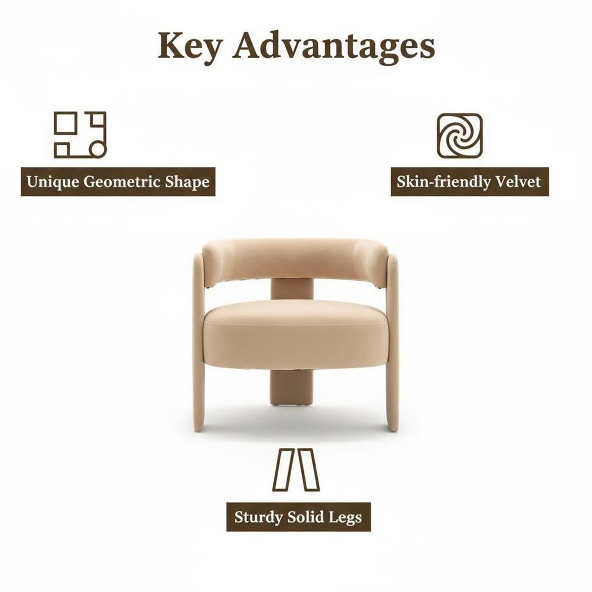AEELLEEA 31.1"W Modern Velvet Accent Chair, Geometric Barrel Armchair, Supports 300lbs for Living Room Bedroom