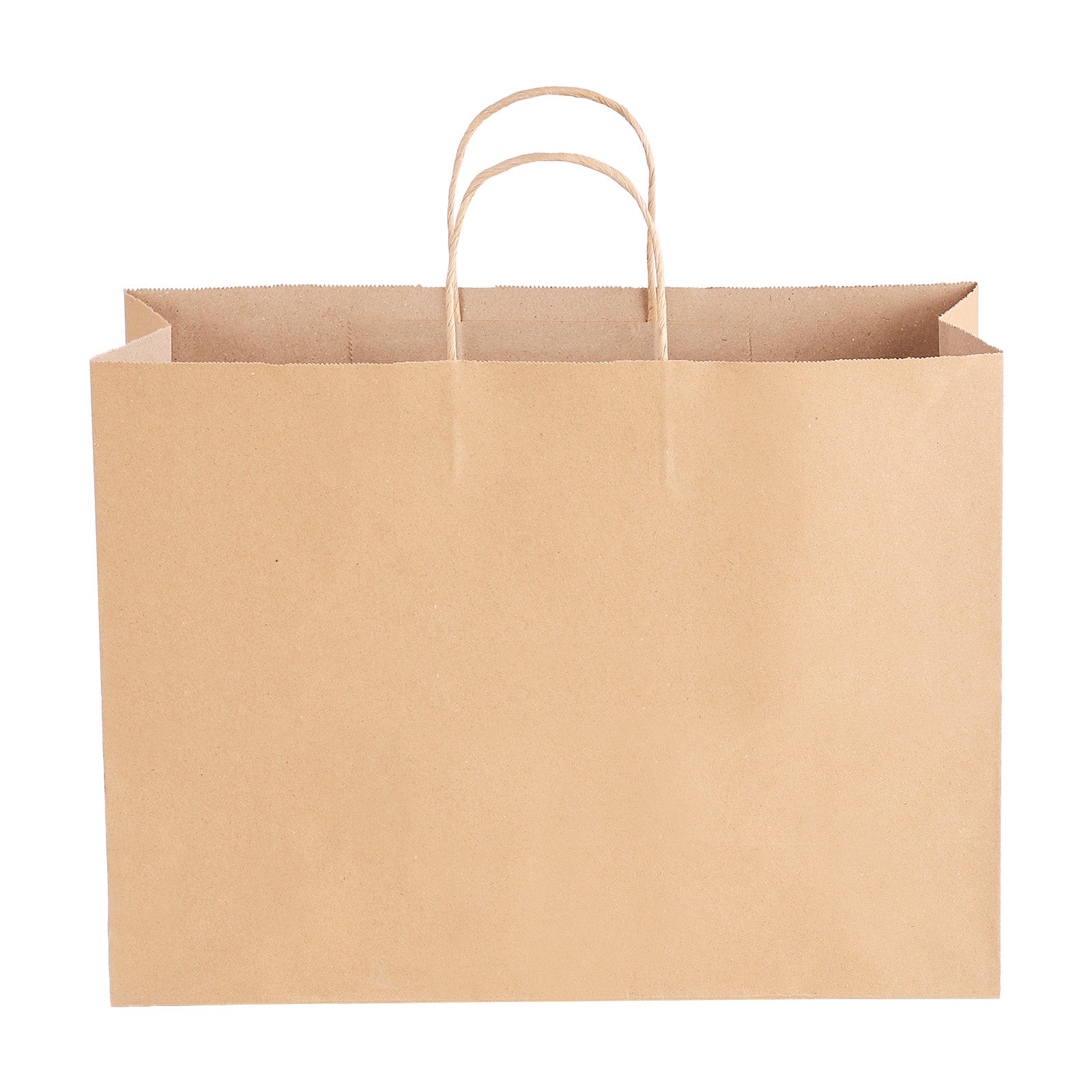 50 Pack 16x6x12 Inch Brown Kraft Paper Bags with Handles, Recyclable Plain Gift Shopping Totes, Disposable Retail Merchandise Bags for Party Boutique Grocery Packaging