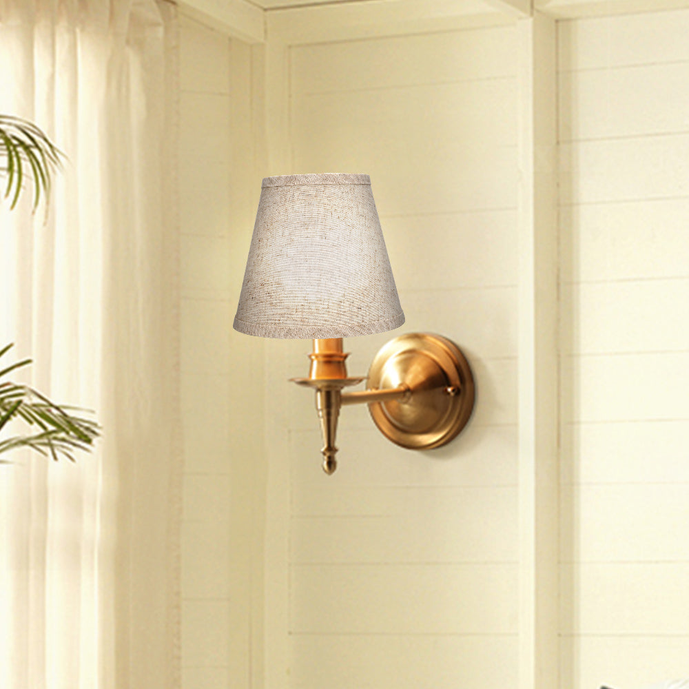 Beige Linen Clip-On Lamp Shades 4"×7"×6", Fabric Replacement Shades for Wall Sconces & Chandeliers