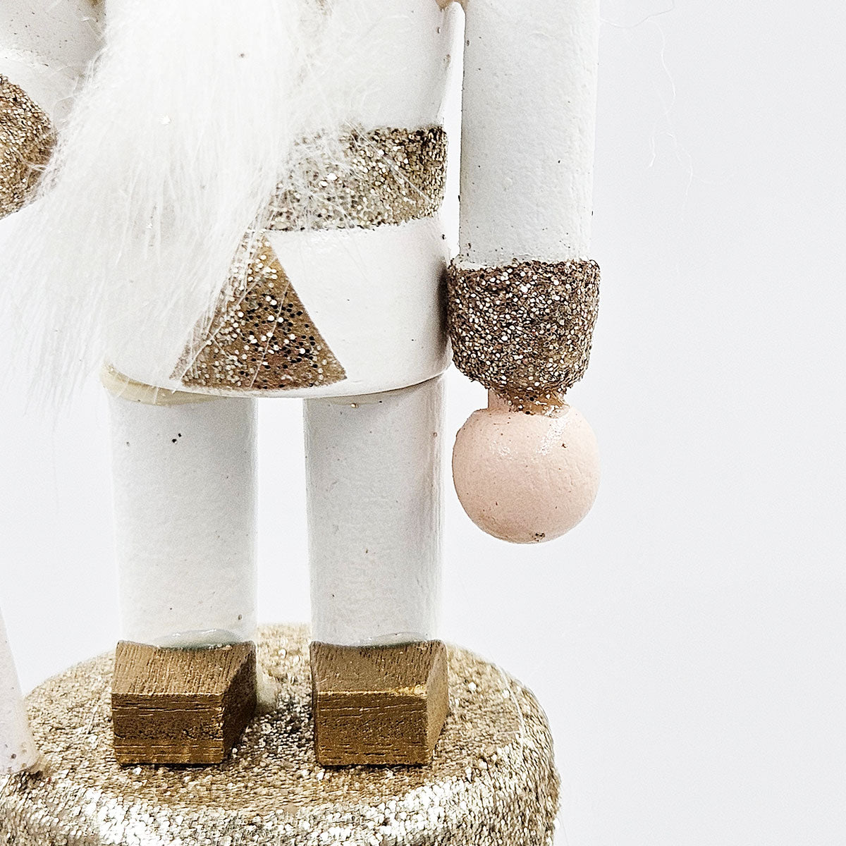 AEELLEEA 5 Inch White Gold Wooden Nutcracker Ornaments, Christmas Tree Hanging Soldier Decor, Set of 4