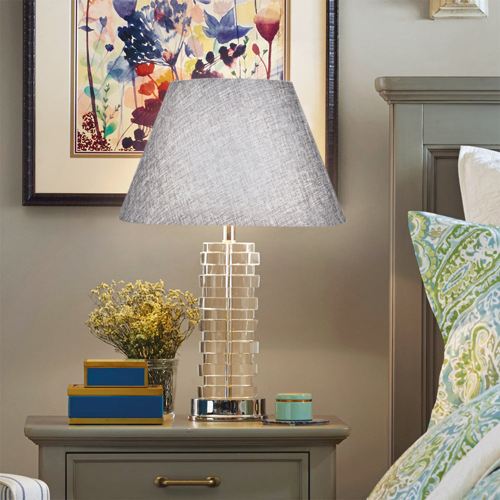 Gray Linen Bell Lamp Shade 7"×13"×8", Spider Fitter Fabric Replacement for Table & Floor Lamps