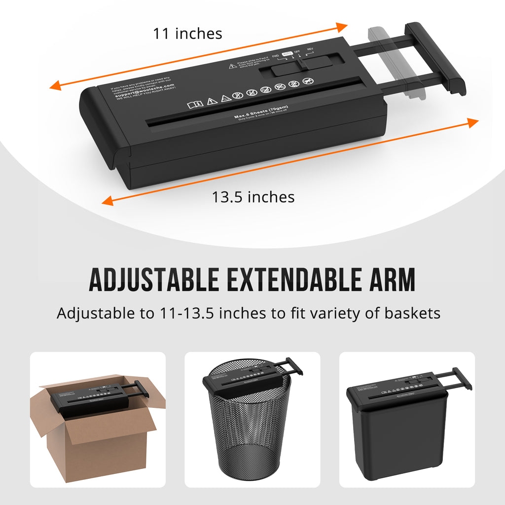 Compact Strip-Cut Paper Shredder for Home Use, 6-Page Capacity, No-Basket Portable Design, Overheat Protection