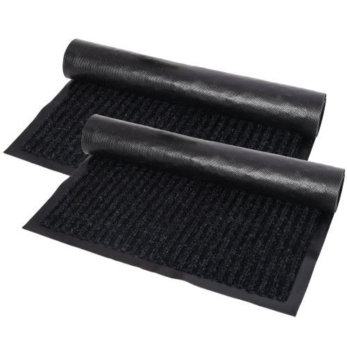 2 Pack Door Mat 30x17, Black Non-Slip Indoor Outdoor Doormat, Absorbent Rug for Entryway Front Door Pet Friendly
