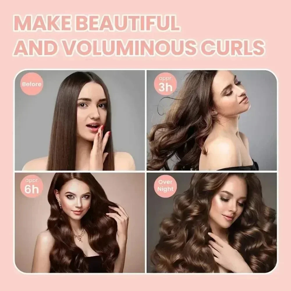 Heatless Hair Curler Rods 3 Pack, Hair Rollers for Long Hair, Soft Velvet Sleeping Curling Rollers to Create Natural Big Waves, Black