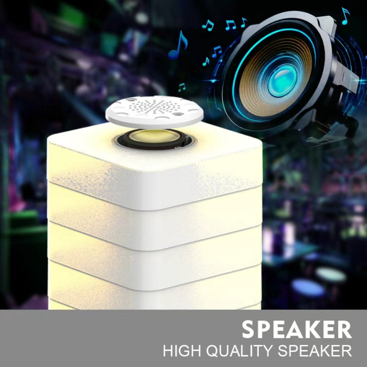 Modular RGB Desk Lamp With Music Speakers, DIY Stackable LED Table Lamp, Ambient Mood Light, Desk Lamp For Gaming & Bedroom, Gift For Kids Adults