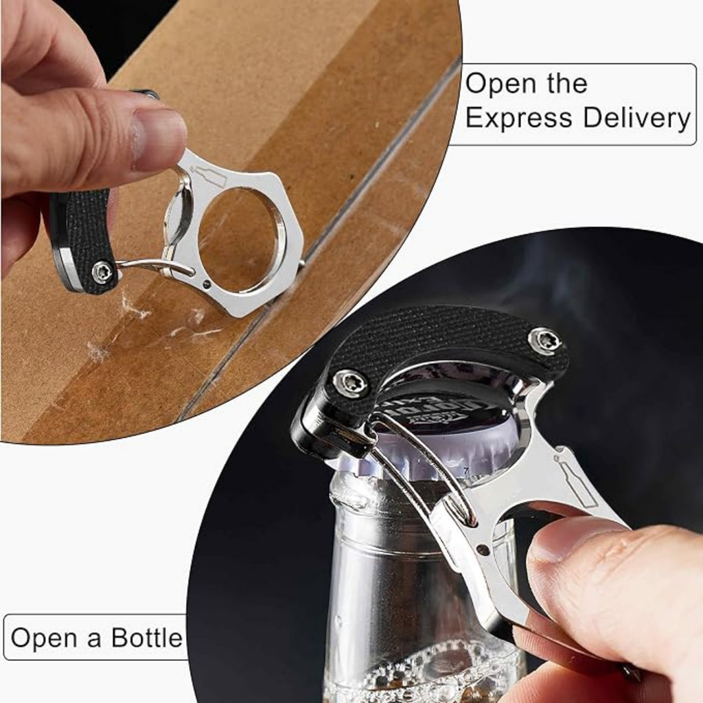 2 PCS Multifunctional Keychain, Keyring With Wine Beer Bottle Opener, Versatile Car Car Key Ring Buckle Hook , Box Cutter, Window Breaker, Gifts