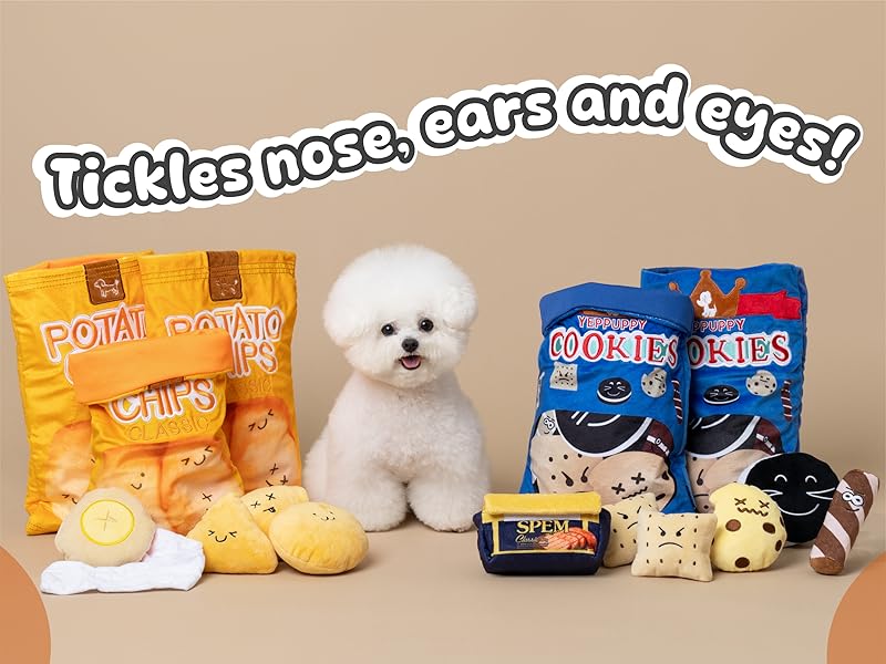 YEPPUPPY Sniffing Play for Mental Stimulation& Hide & Seek Plush Treat Dispenser – Boredom-Busting Interactive Burrow Dog Toy – Snuffle Puzzle Enrichment Gamewith Crinkle Chip Bag Design