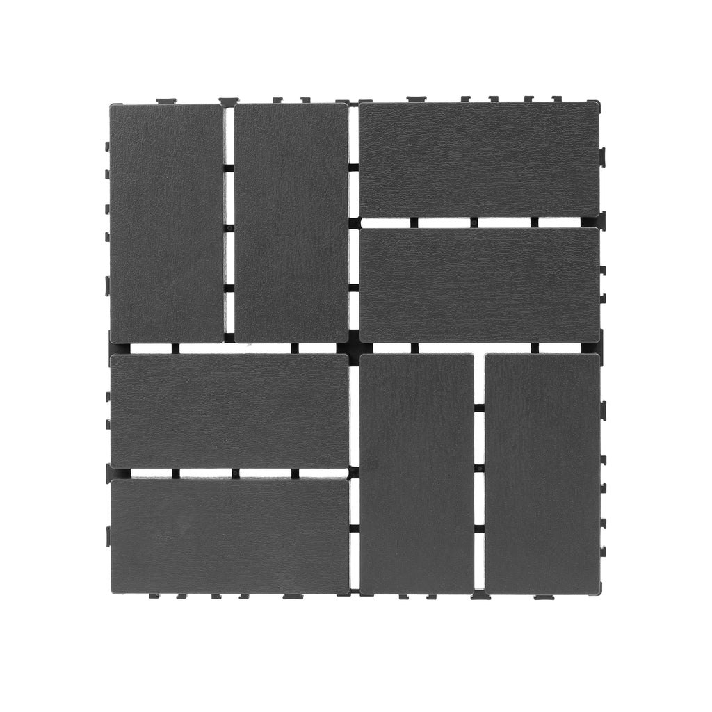 AEELLEEA 44 Pack Interlocking Plastic Deck Tiles, 12"×12" PP Patio Floor Tiles, Non-Slip Drainable Outdoor Flooring for Balcony, Poolside, Backyard