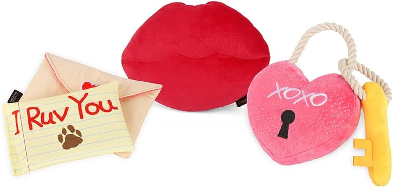 ZippyPaws Dog Toys - Love Bug Valentine's Day Themed Durable Squeaker Chew Toys, Great for Puppies & Small, Medium, Large Dogs - Machine Washable, Recycled Materials