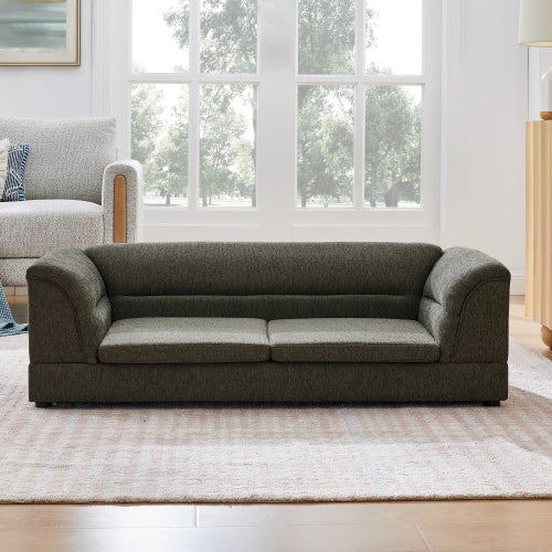 AEELLEEA Jumbo Dog Sofa Bed, Dark Gray Upholstered Pet Couch with Bolster Sides for Large Dogs