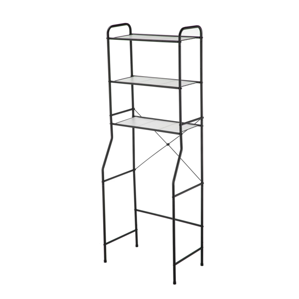 AEELLEEA 3-Tier Over-the-Toilet Storage Rack, Freestanding Metal Bathroom Organizer Shelf, Black