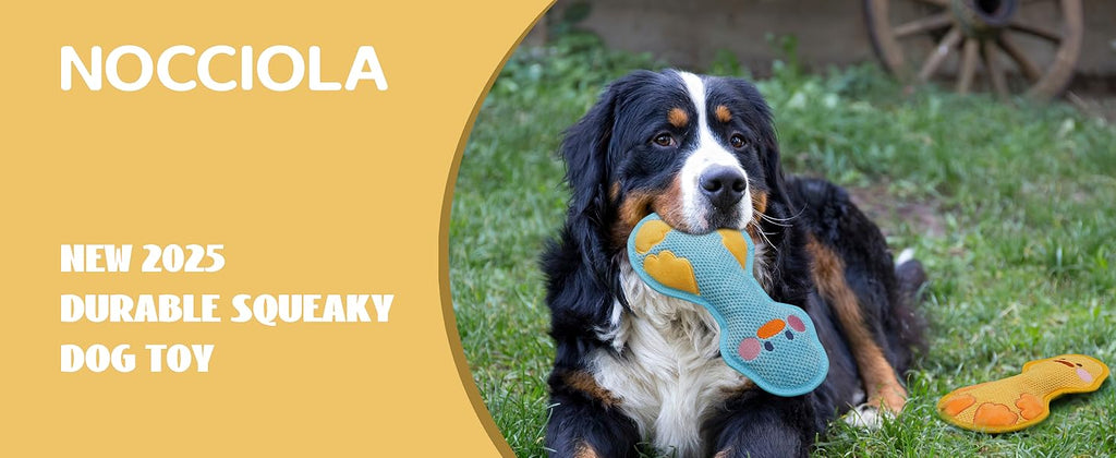 Nocciola Duck Squeaky Dog Toy, New 2025 Indestructible Dog Toy for Aggressive Chewers, Stuffed Toy with Two Tough Layers, Minky Plush for Comfort and Chewing, Yellow