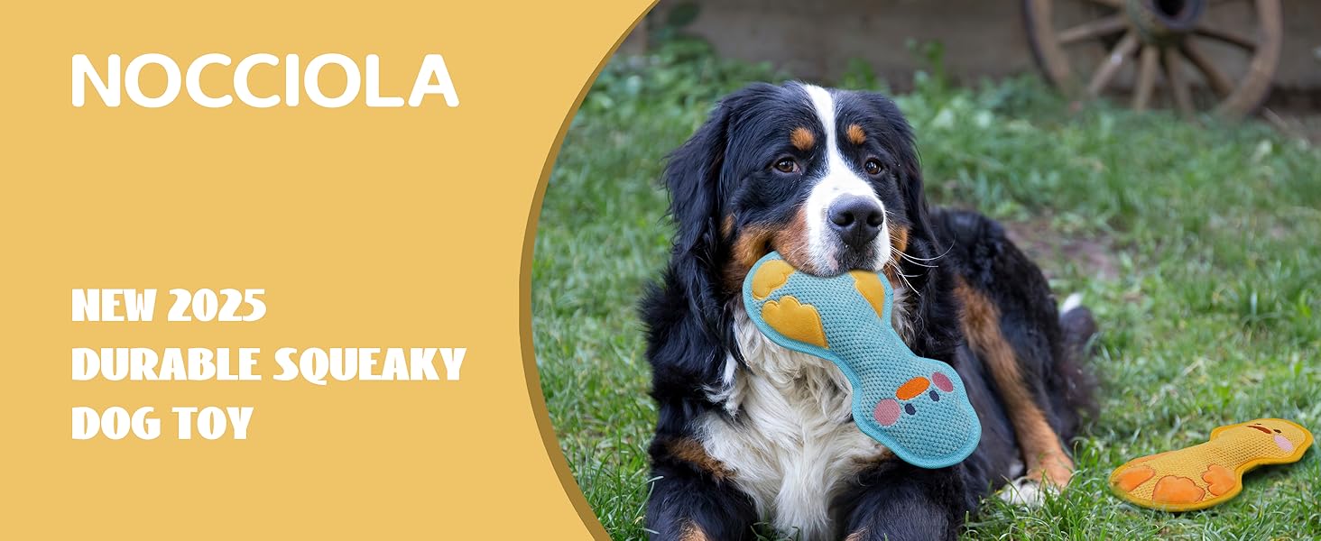 Nocciola Duck Squeaky Dog Toy, New 2025 Indestructible Dog Toy for Aggressive Chewers, Stuffed Toy with Two Tough Layers, Minky Plush for Comfort and Chewing, Yellow