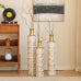 Metal Floor Vases Set of 3, White Gold Foil Vases 24 28 32.3 Inch, Tall Decorative Vases for Living Room Entryway