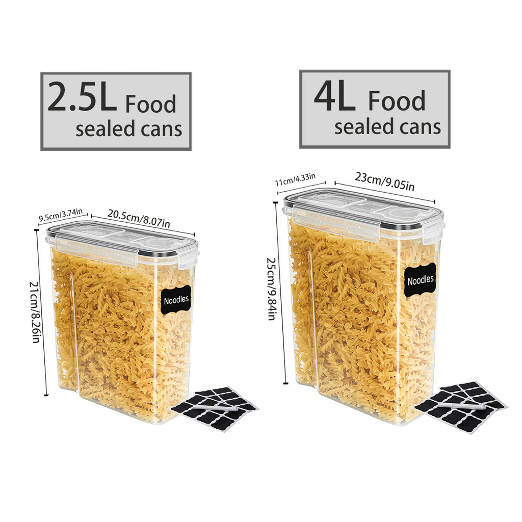 Cereal Containers Storage Set, 4PCS Airtight Food Storage Containers with Lids, Cereal Dispensers for Pantry Organization, Pour Spout, Labels and Marker