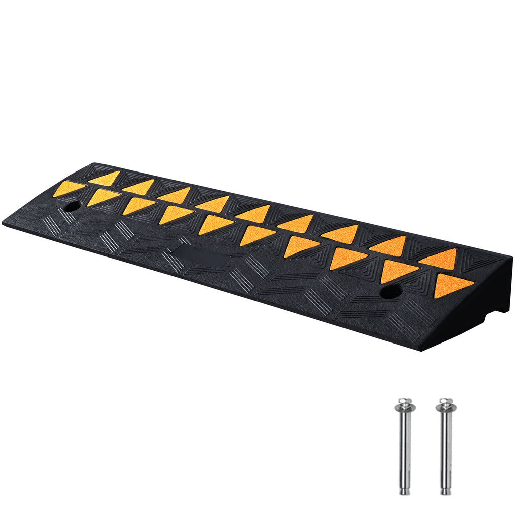 3.7" Rise Rubber Curb Ramp, 39.4" Long Threshold Ramp for Doorways, Heavy Duty Wheelchair Ramp for Home, Groceries & Vehicles, 15T Load Capacity