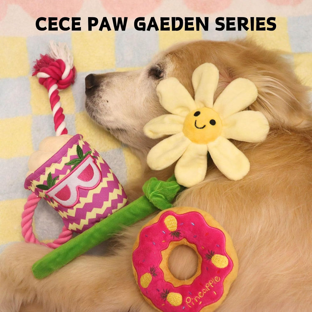 Interactive Puppy Plush Toy - Pleated Flower Rope Toy,Teething Toy Suitable for Small and Medium-sized Dogs