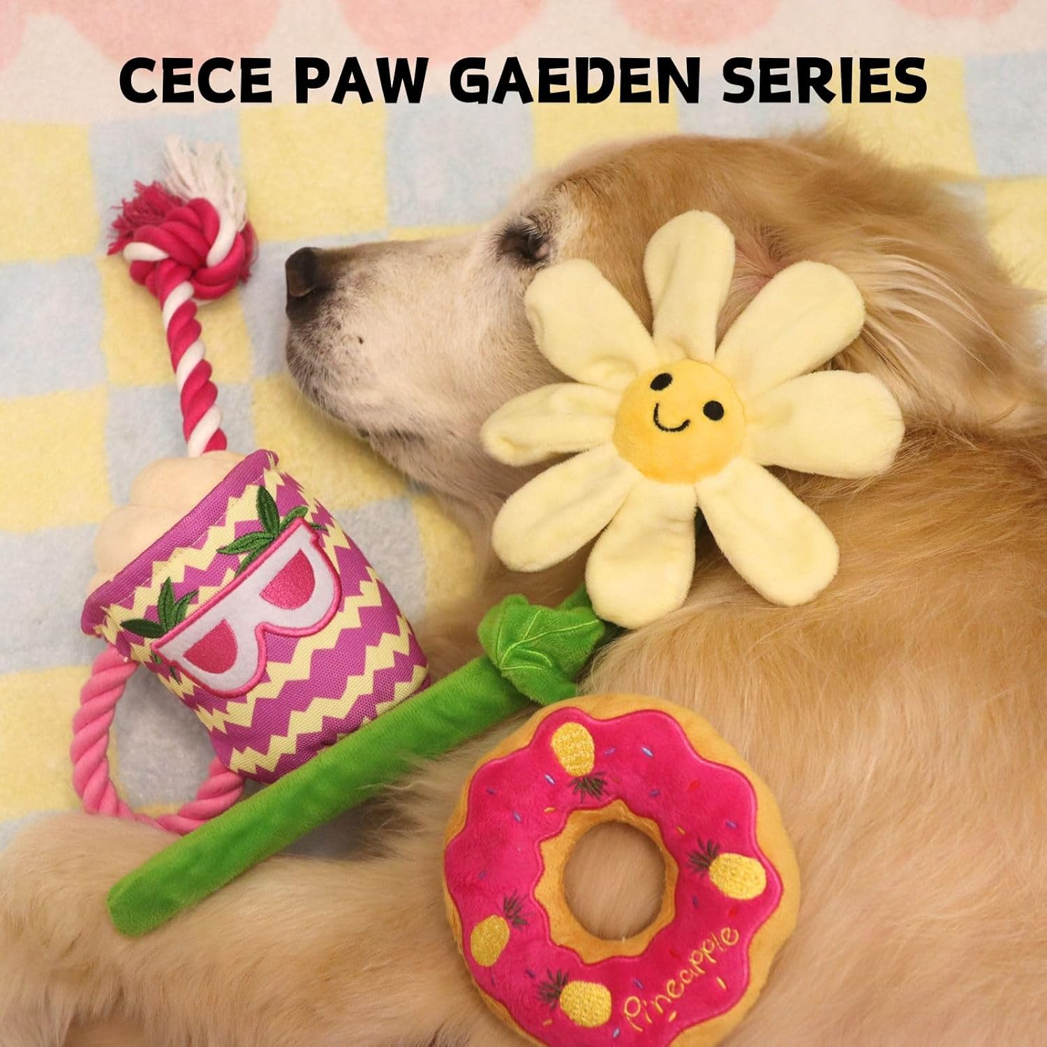 Interactive Puppy Plush Toy - Pleated Flower Rope Toy,Teething Toy Suitable for Small and Medium-sized Dogs