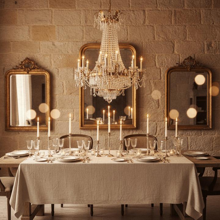 Aeelleea Large Gold-Finished Crystal Flush Mount Ceiling Chandelier for Dining Room