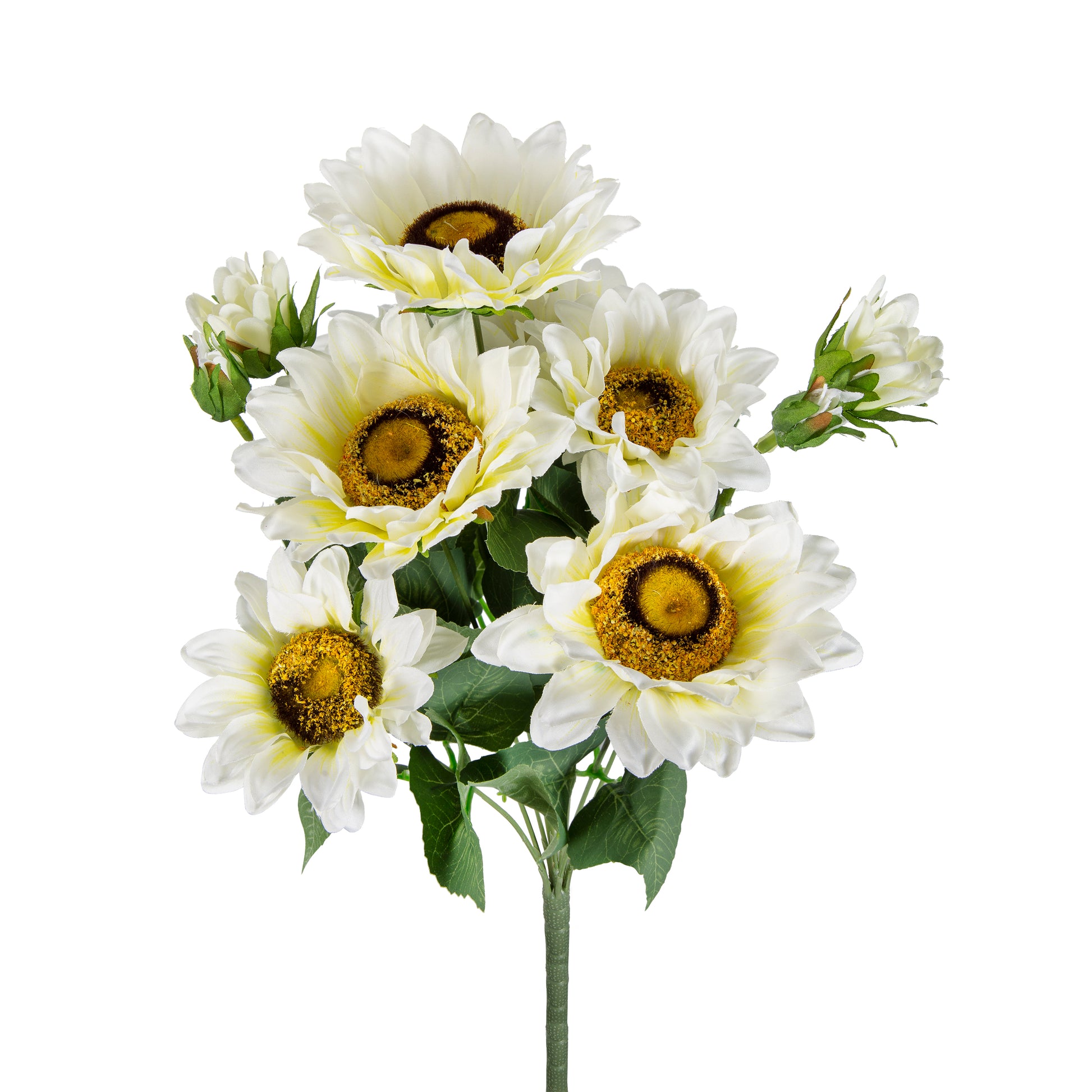 10.2 x 11 x 18.9"H Artificial Cream Sunflower BushX9, 4 Pack
