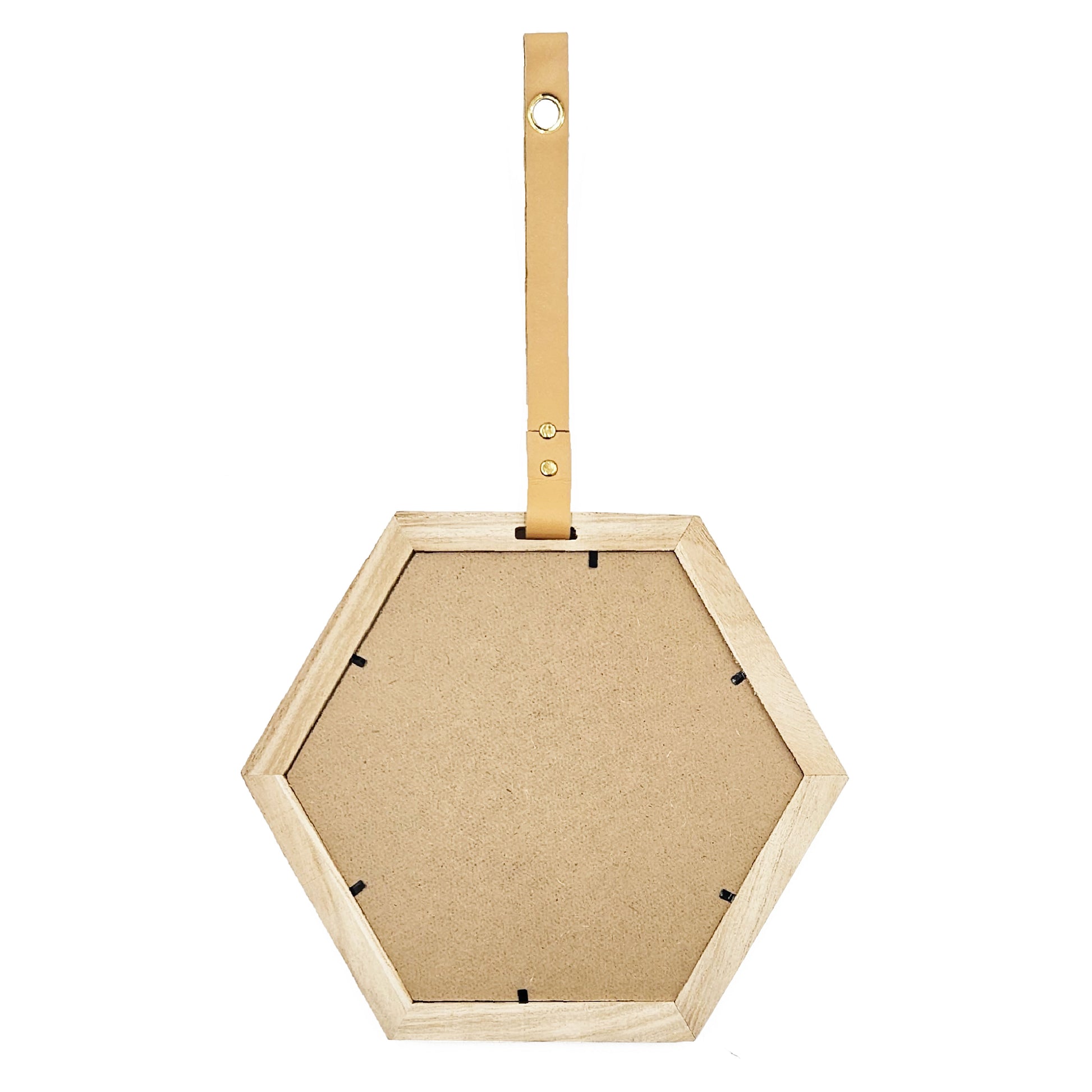 11x10 Inch Hexagon Wall Mirror, Natural Wood Frame Hanging Geometric Mirror for Home Decor