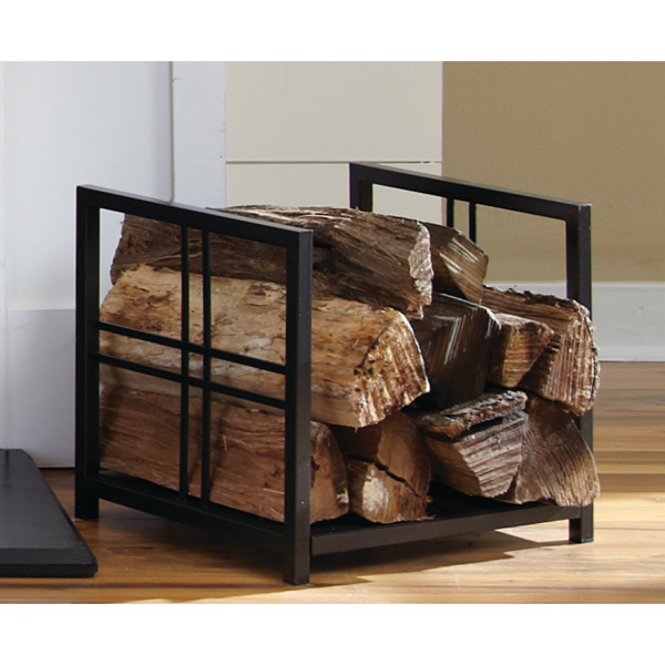 AEELLEEA 16" Metal Firewood Log Rack, Indoor Fireplace Wood Holder with Raised Base, Black