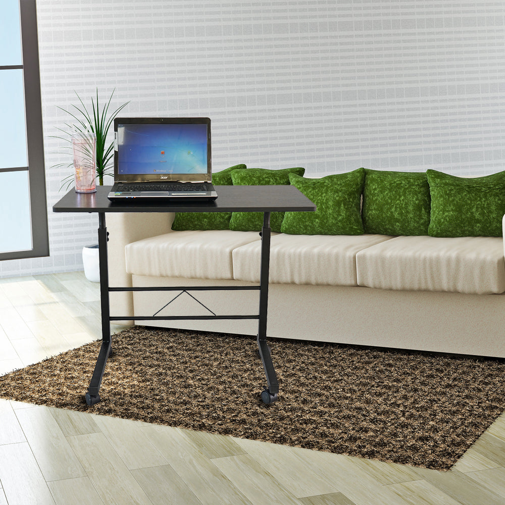 AEELLEEA-Adjustable Height Side Table, Detachable Chipboard Steel End Table, Black Versatile Accent Table