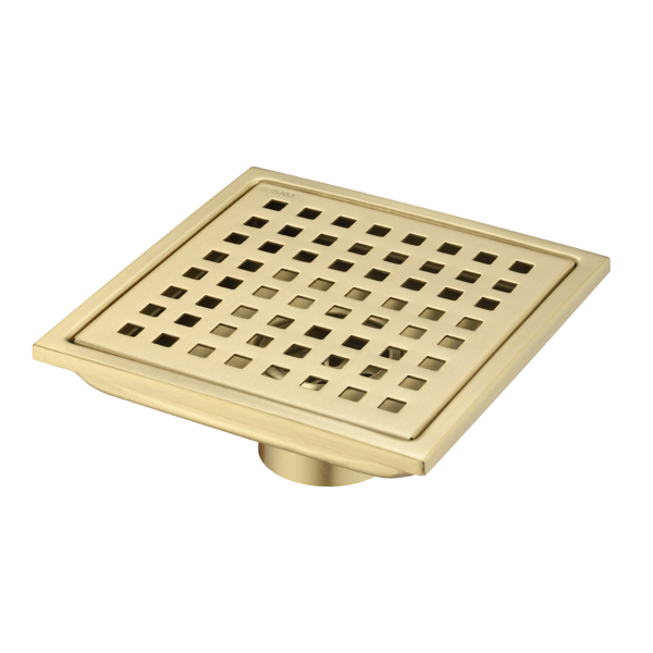 6 Inch Square Shower Floor Drain, 304 Stainless Steel Removable Grid Grate, Rust‑Resistant for Bathroom Kitchen Garage